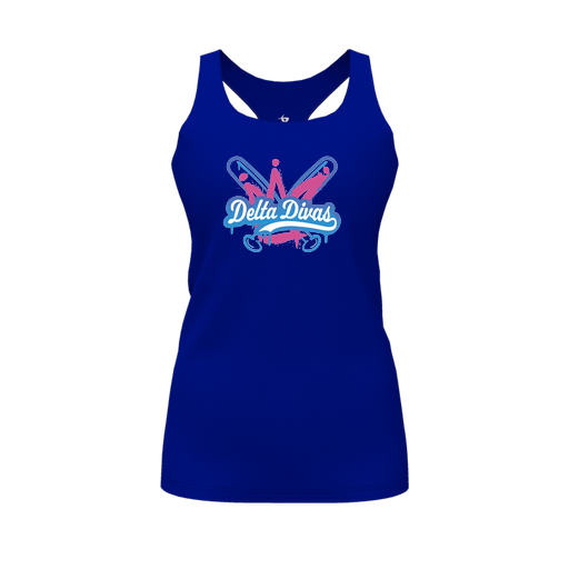 [CUS-DFW-RCBK-PER-RYL-FYS-LOGO1] Racerback Tank Top (Female Youth S, Royal, Logo 1)