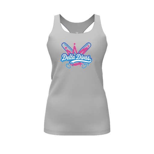 [CUS-DFW-RCBK-PER-GRY-FYS-LOGO1] Racerback Tank Top (Female Youth S, Gray, Logo 1)