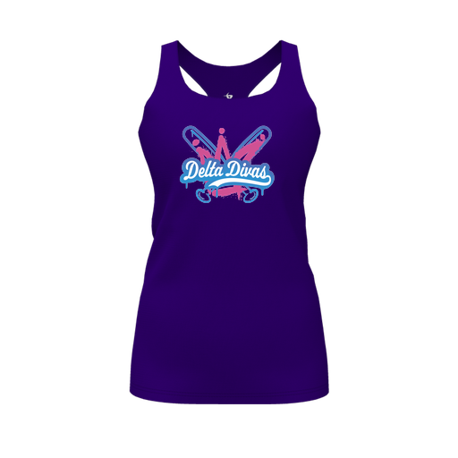 [FT0TRBPP-FYS-LOGO1] Decker Racerback Tank Top (Female Youth S, Purple, Logo 1)