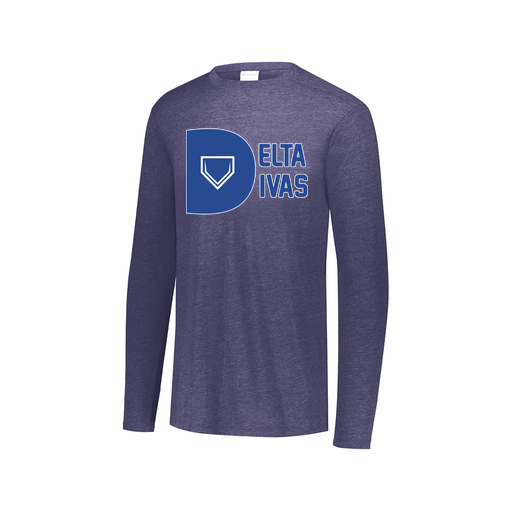[FTLCUBNV-AXS-LOGO2] Decker Men's Tri-Blend T-Shirt - Long Sleeve (Adult XS, Navy, Logo 2)