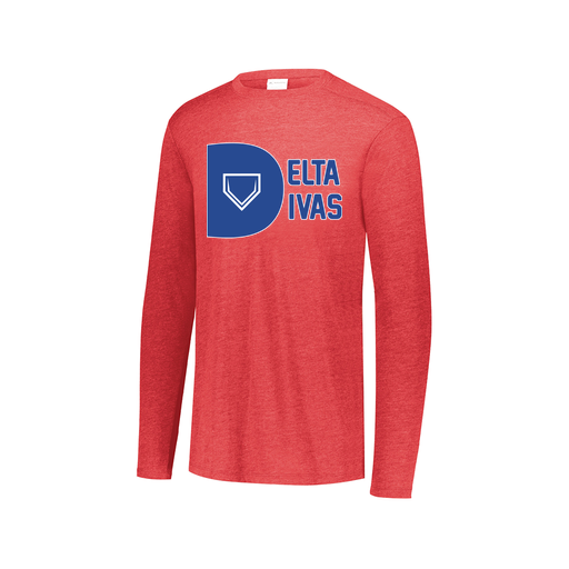 [FTLCUBRD-AXS-LOGO2] Decker Men's Tri-Blend T-Shirt - Long Sleeve (Adult XS, Red, Logo 2)