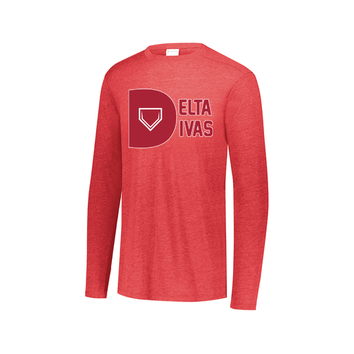 [FTLCUBRD-AXS-LOGO3] Decker Men's Tri-Blend T-Shirt - Long Sleeve (Adult XS, Red, Logo 3)