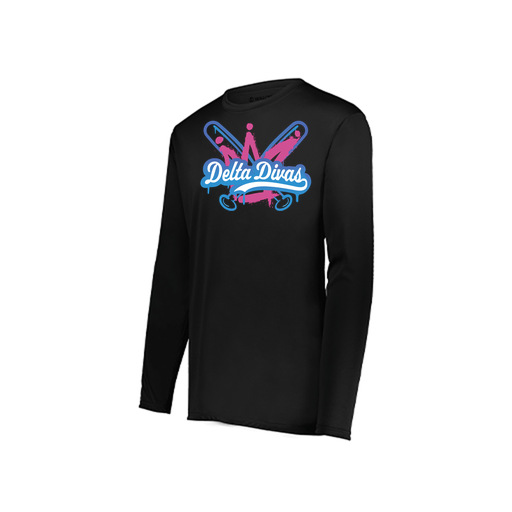 [222823.080.S-LOGO1] Youth LS Smooth Sport Shirt (Youth S, Black, Logo 1)