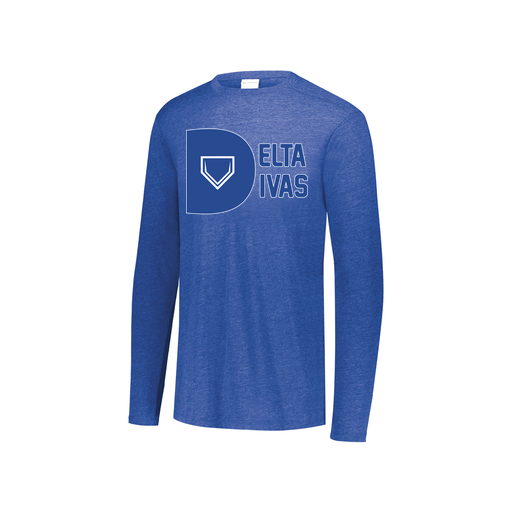 [FTLCUBRY-YS-LOGO2] Decker Youth Tri-Blend T-Shirt - Long Sleeve (Youth S, Royal, Logo 2)