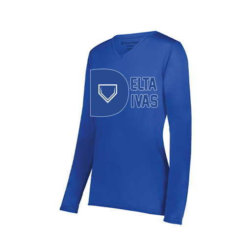 [222824.060.S-LOGO2] Ladies LS Smooth Sport Shirt (Female Adult S, Royal, Logo 2)