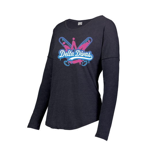 [FTLCUBNV-FAS-LOGO1] Decker Women's Tri-Blend T-Shirt - Long Sleeve (Female Adult S, Navy, Logo 1)