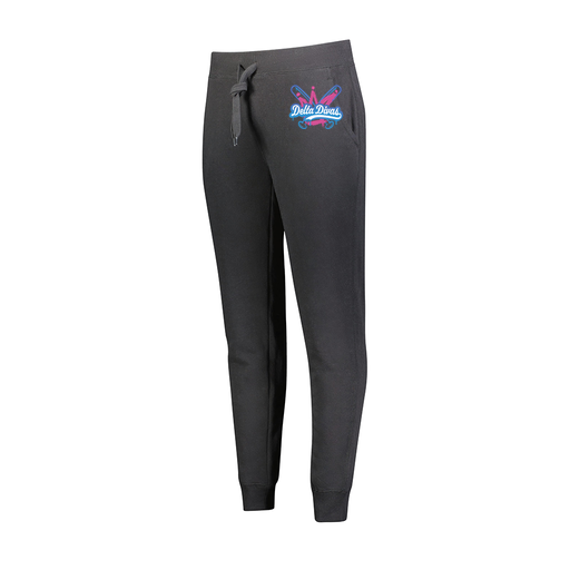 [229748.080.XS-LOGO1] Ladies 60/40 Fleece Jogger (Female Adult XS, Black, Logo 1)